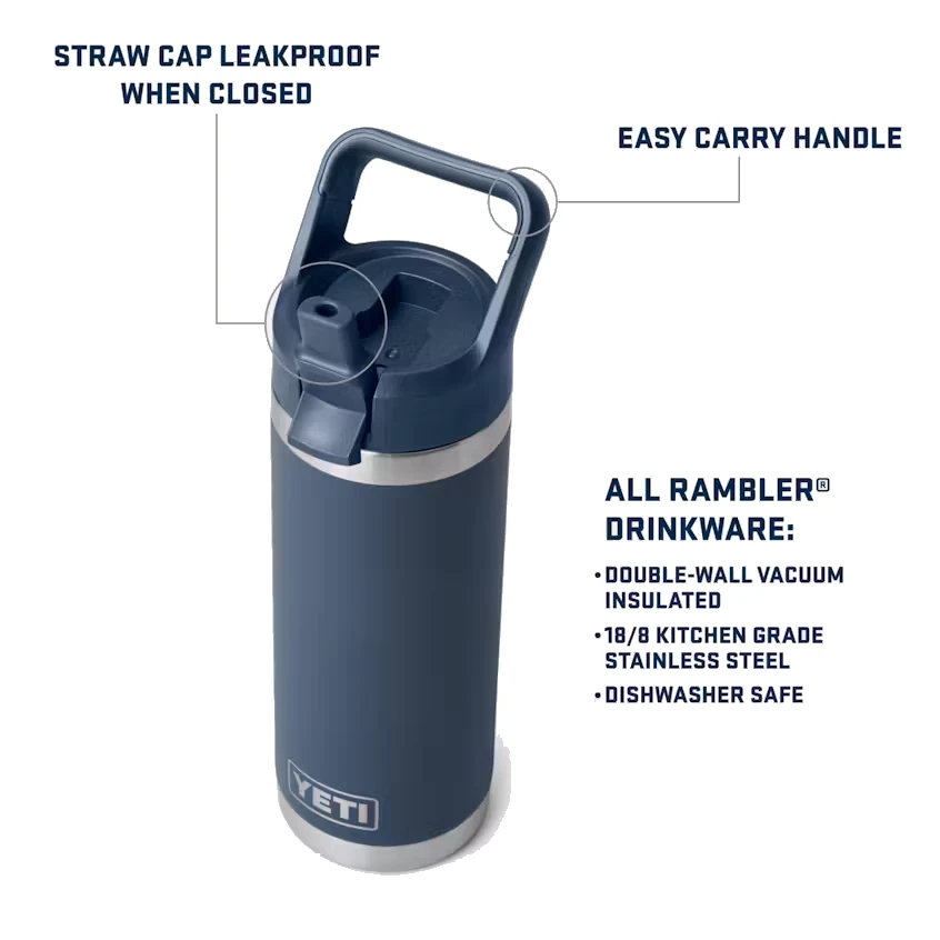 Yeti Rambler 18oz Water Bottle with Color-Matched Straw Cap - Big Sky Summer Camp