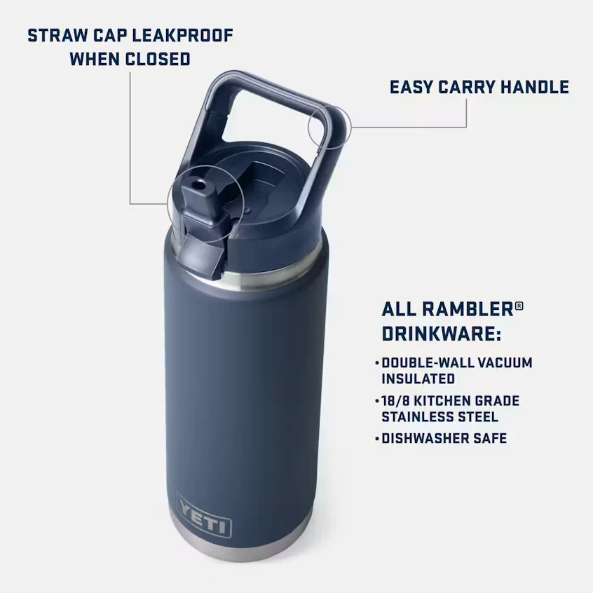 Yeti Rambler 26oz Bottle with Color Matched Straw Cap - Pace Purple