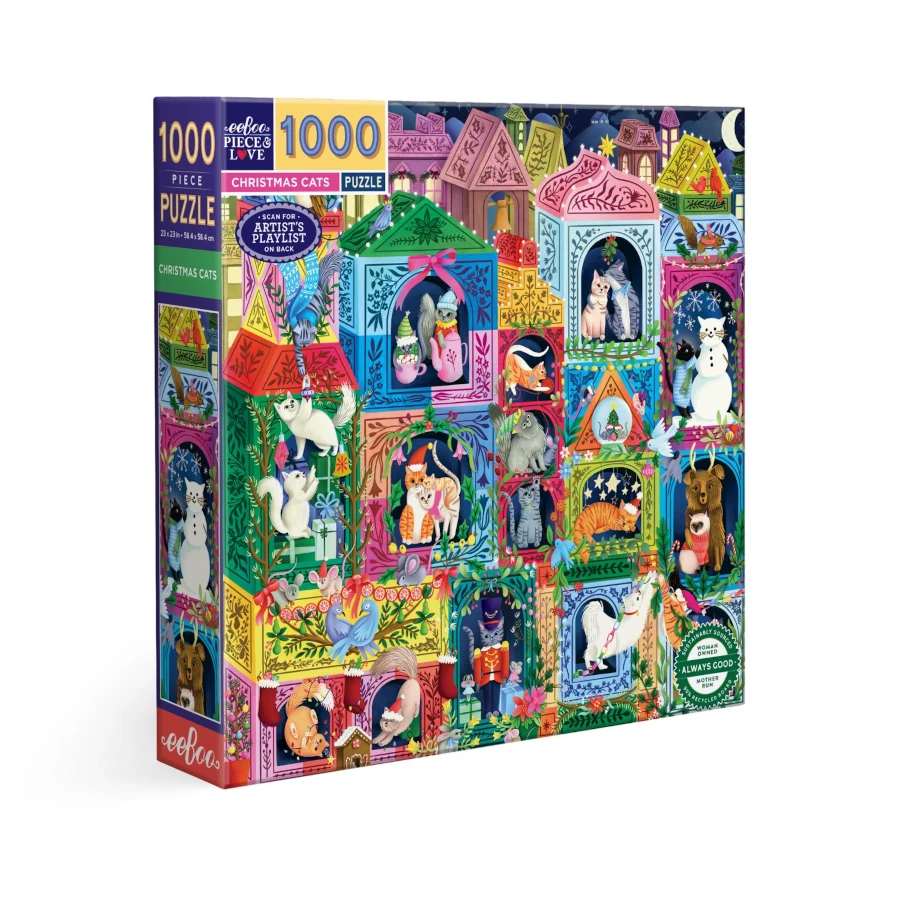 EeBoo Christmas Cats 1000 Piece Puzzle
