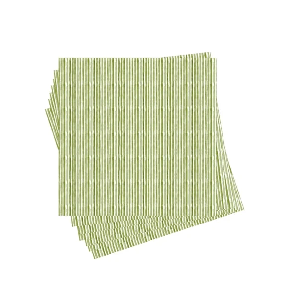 Anne Neilson Green Watercolor Striped Cocktail Napkins, Pack of 20