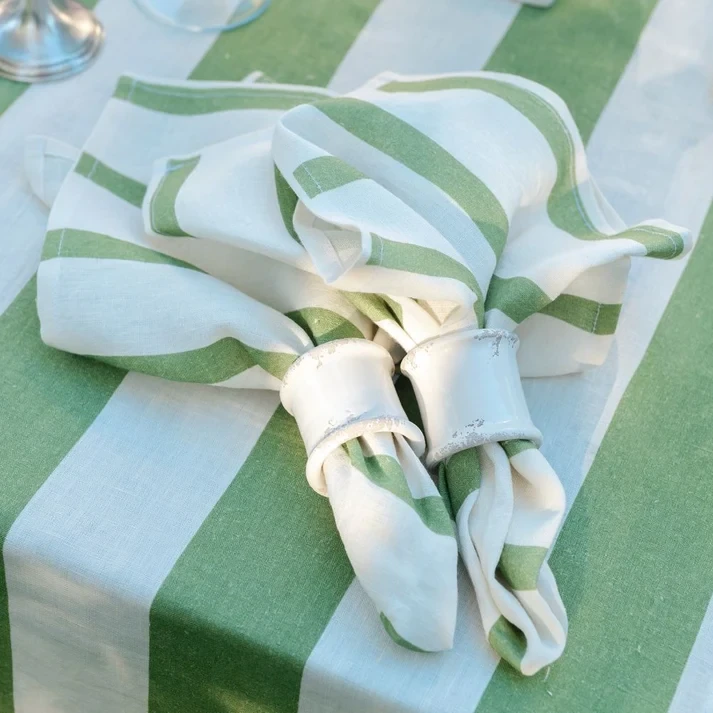 Arte Italica Portofino Bold Stripe Large Linen Napkin - Green Striped