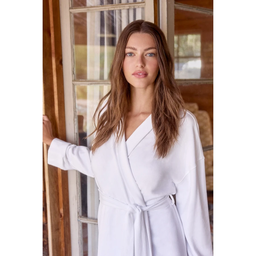 Barefoot Dreams Brushed Luxe Lounge Robe - Sea Salt