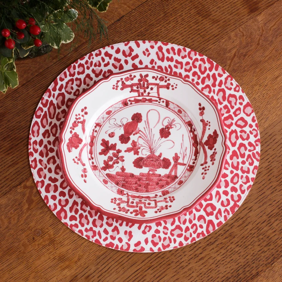Beatriz Ball VIDA Faenza 11" Dinner Plate - White and Red