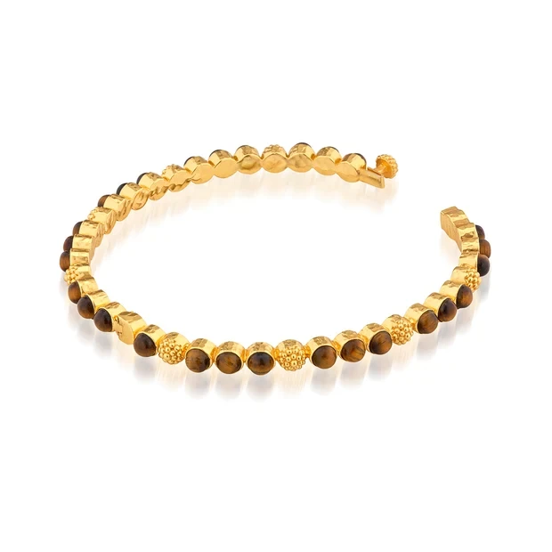 Capucine De Wulf Berry Gem Petite Hinged Bangle - Tiger's Eye