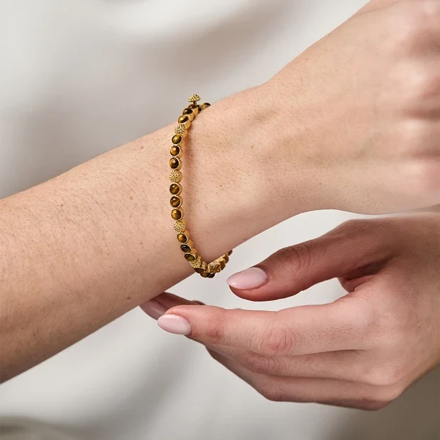 Capucine De Wulf Berry Gem Petite Hinged Bangle - Tiger's Eye