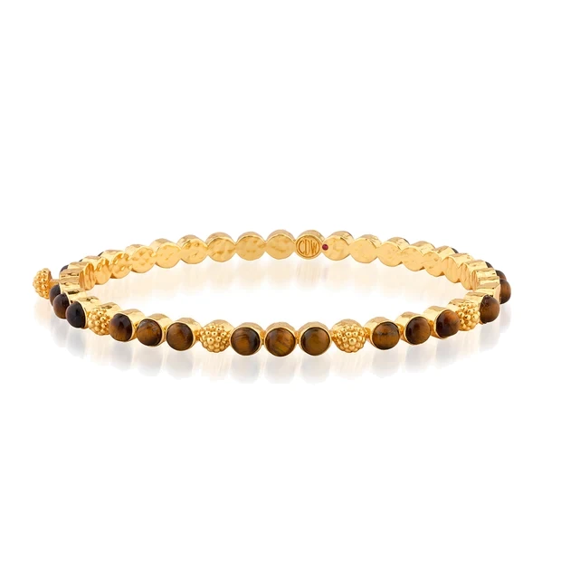 Capucine De Wulf Berry Gem Petite Hinged Bangle - Tiger's Eye