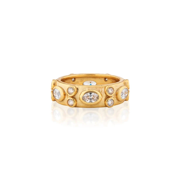 Capucine De Wulf Maharani Hammered Ring - Clear Cubic Zirconia Capucine De Wulf Maharani Hammered Ring - Clear Cubic Zirconia