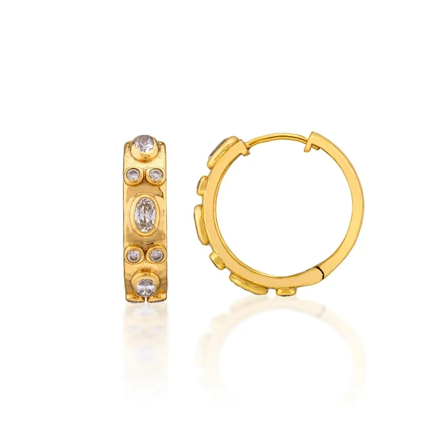 Capucine De Wulf Maharani Huggie Hoop Earrings - Clear Cubic Zirconia