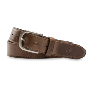 Duck Head Brown Leather Belt with Nickel Buckle