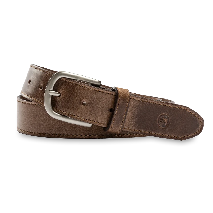 Duck Head Brown Leather Belt with Nickel Buckle