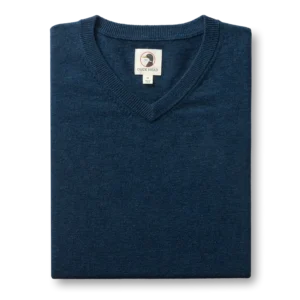 Duck Head Buckley Merino V-Neck Sweater - Navy Peony Heather