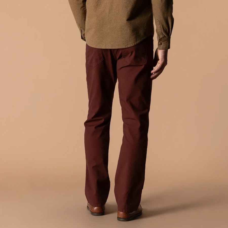 Duck Head Classic Fit Pinpoint Canvas Five-Pocket - Burgundy Brown