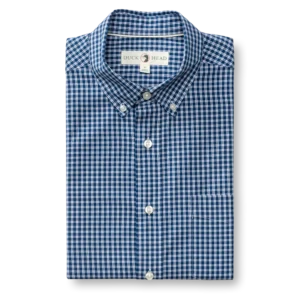 Duck Head Cotton Cashmere Poplin Sport Shirt - Bridger Plaid: Navy Peony