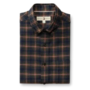 Duck Head Cotton Flannel Sport Shirt - Drayden Plaid: Dark Olive Heather