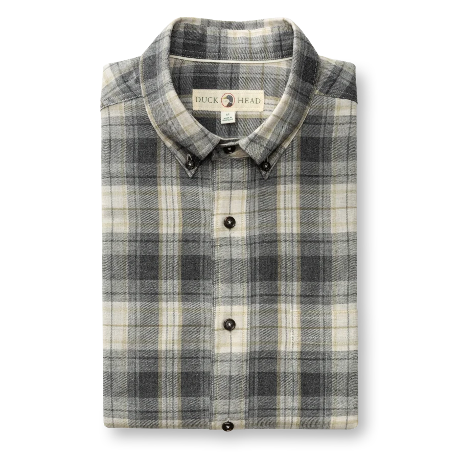 Duck Head Cotton Flannel Sport Shirt - Rolland Plaid: Charcoal Heather Duck Head Cotton Flannel Sport Shirt - Rolland Plaid: Charcoal Heather