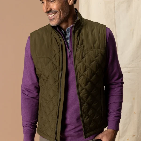 Duck Head Fremont Sport Performance Quilted Vest - Dark Olive