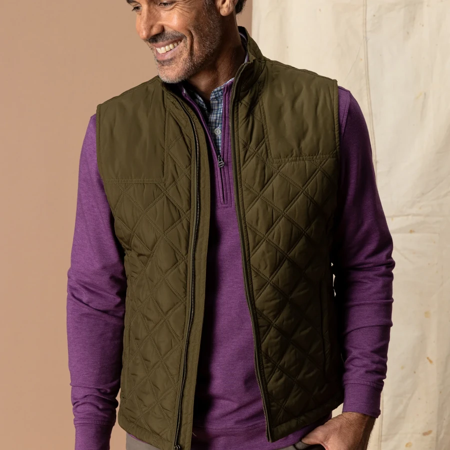 Duck Head Fremont Sport Performance Quilted Vest - Dark Olive
