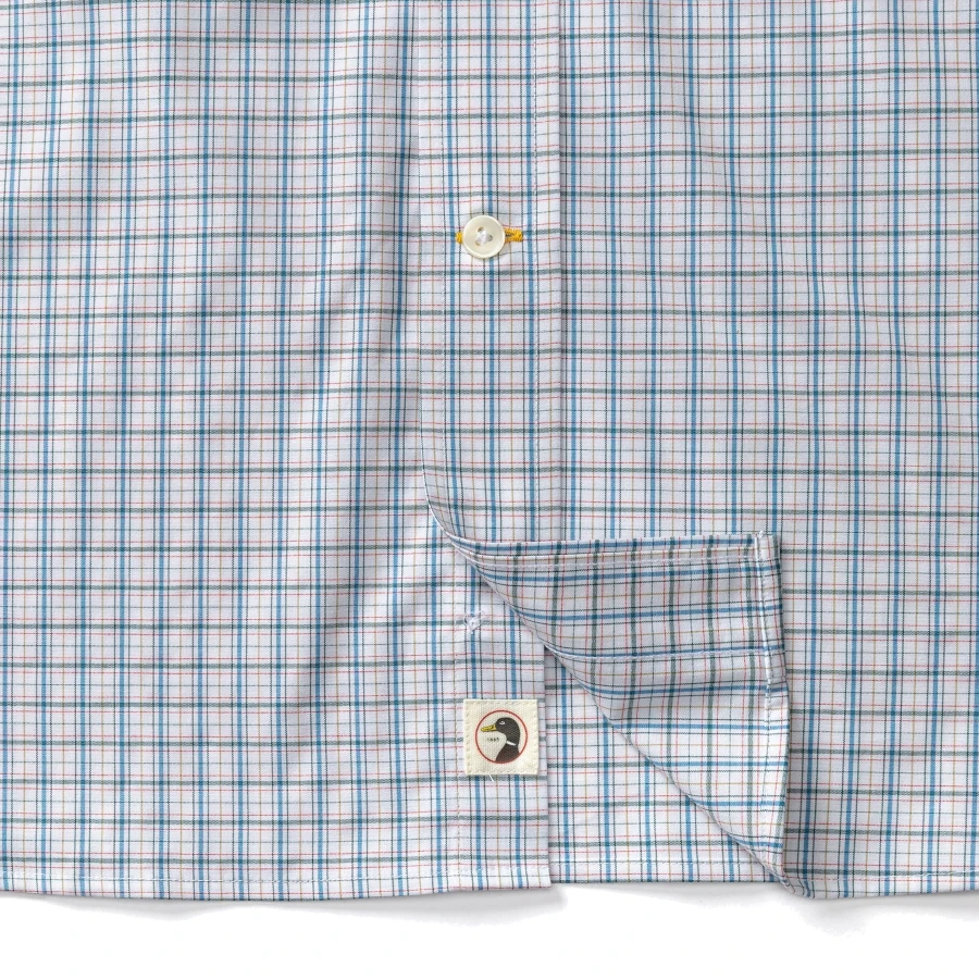 Duck Head Performance Poplin Sport Shirt - Edison Plaid: Midnight Teal