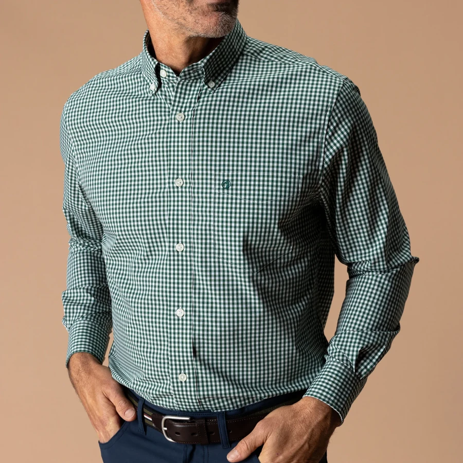 Duck Head Performance Poplin Sport Shirt - Pritchard Plaid: Hunter Green
