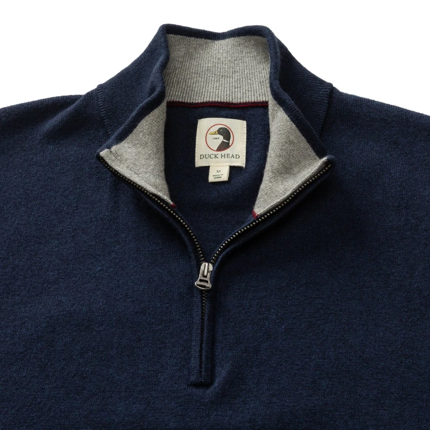 Duck Head Ridley Cotton Cashmere 1/4 Zip Sweater - Maritime Blue