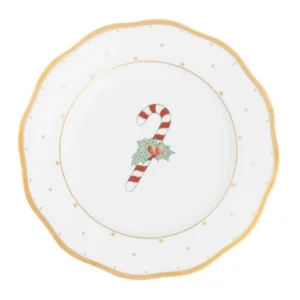Herend Candy Cane Dessert Plate - Forest Green