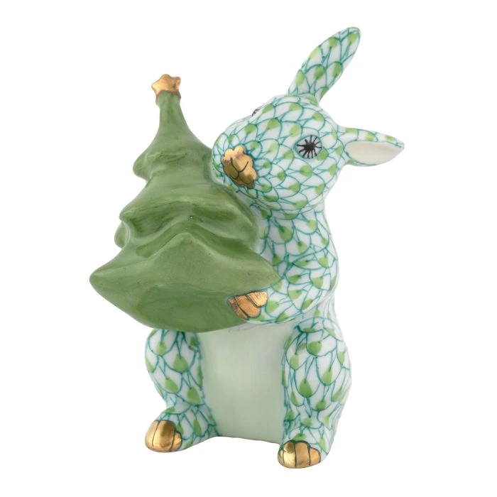 Herend Christmas Tree Bunny - Keylime