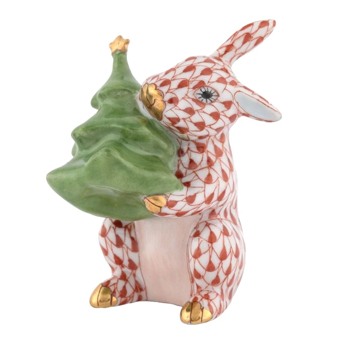 Herend Christmas Tree Bunny - Rust