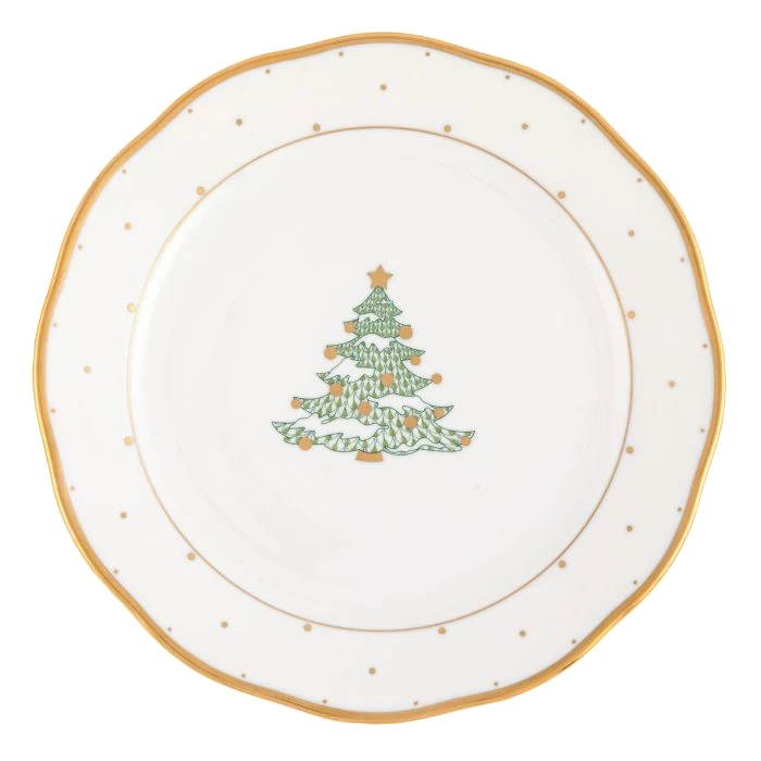 Herend Christmas Tree Dinner Plate - Forest Green
