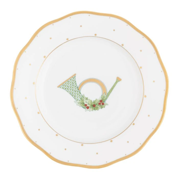 Herend Horn Dessert Plate - Forest Green