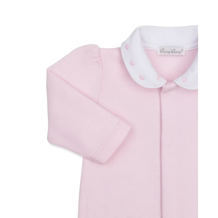 Kissy Kissy Baby Blessings Pink Jacquard Footie with Collar
