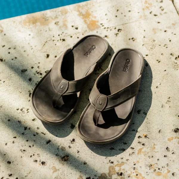 OluKai Tuahine Waterproof Leather Sandals - Canteen