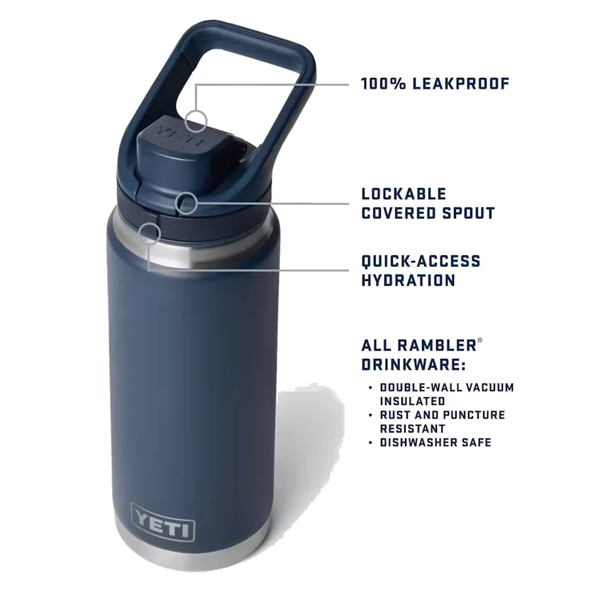 Yeti Rambler 26oz Water Bottle with Flip Chug Cap - Navy