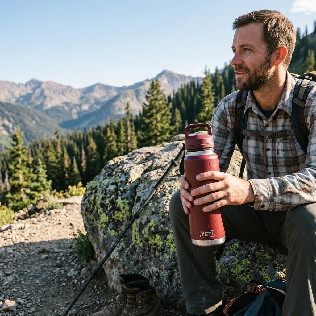 Yeti Rambler 36oz Water Bottle with Chug Cap - Stag Red