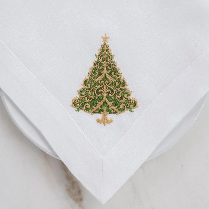 Arte Italica Versailles Christmas Tree White Large Linen Napkin Arte Italica Versailles Christmas Tree White Large Linen Napkin