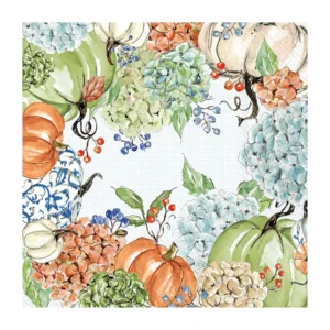 Boston International Fall Hydrangea Allover Cocktail Napkins, 20 Pack