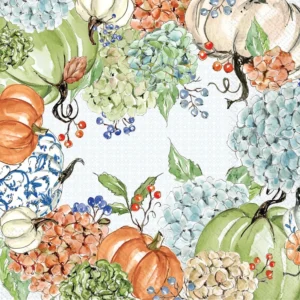 Boston International Fall Hydrangea Allover Lunch Napkins, 20 Pack