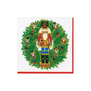 Caspari Nutcracker Wreath Cocktail Paper Napkins - Pack of 20