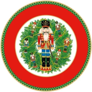Caspari Nutcracker Wreath Luxury Paper Dinner Plates - Pack of 8