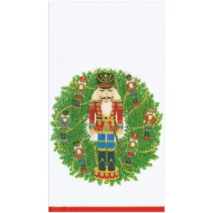 Caspari Nutcracker Wreath Guest Paper Towels- Pack of 15