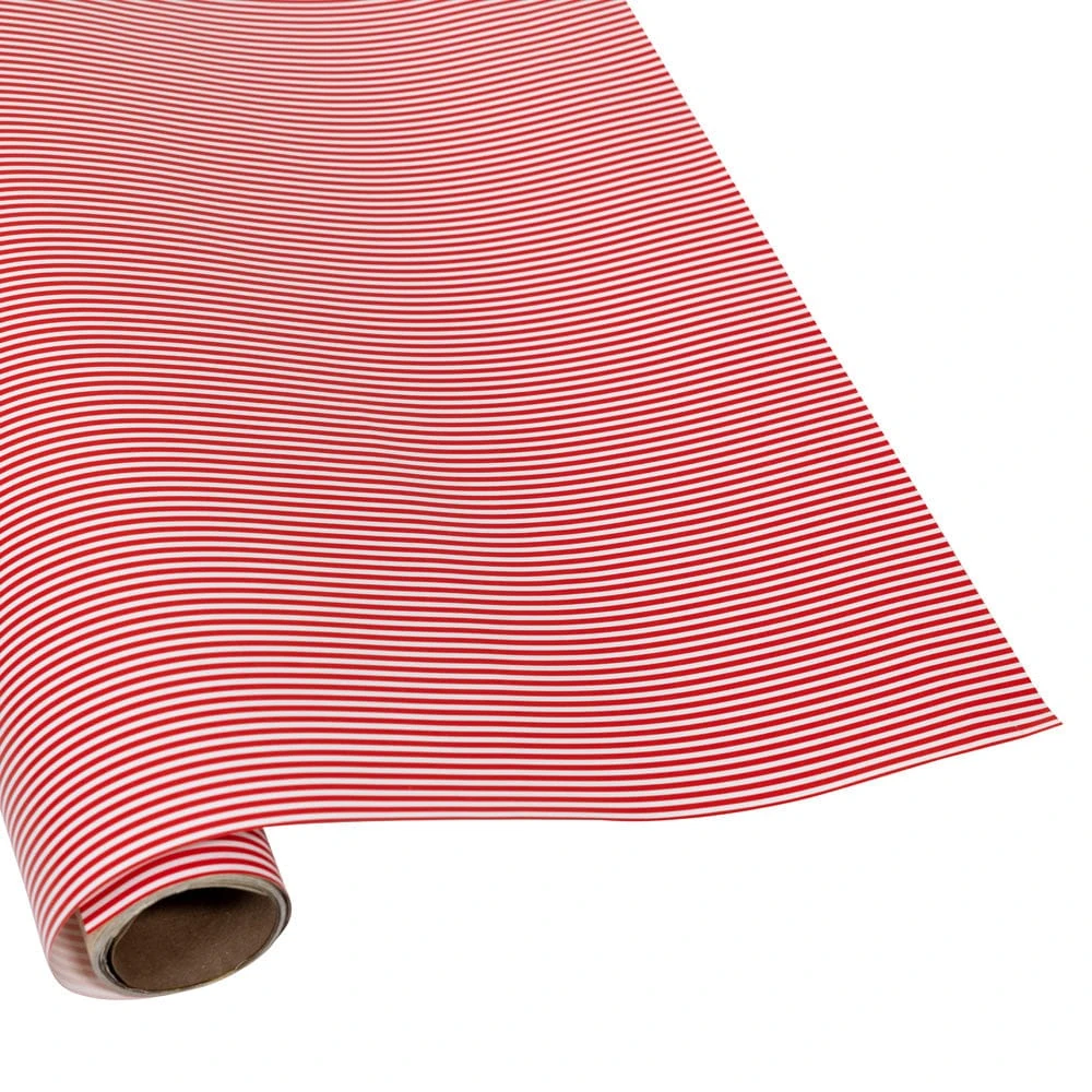 Caspari Oxford Stripe Red Roll Wrap