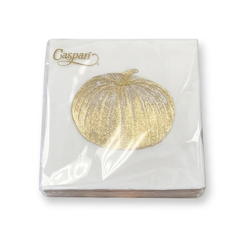 Caspari Pumpkin Gold Cocktail Napkins