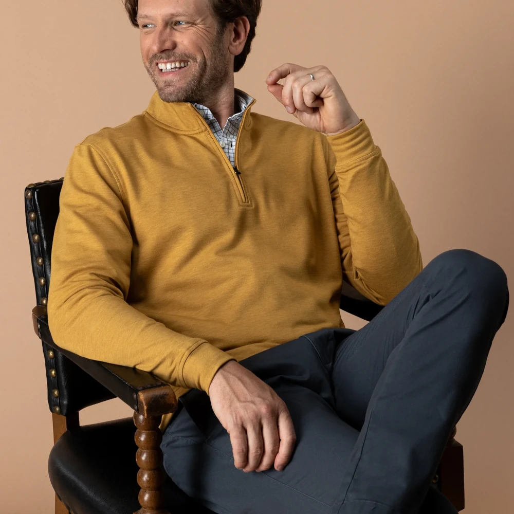 Duck Head Dunmore Performance 1/4 Zip Pullover - Amberwood Heather