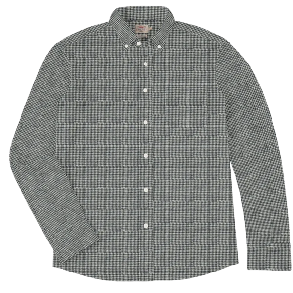 Faherty Coastline Knit Shirt - Blue Ice Houndstooth