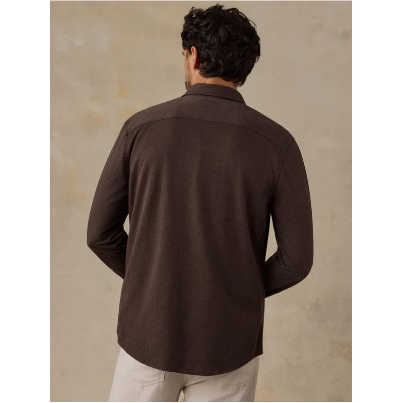Faherty Coastline Knit Shirt - Brown Road Twill
