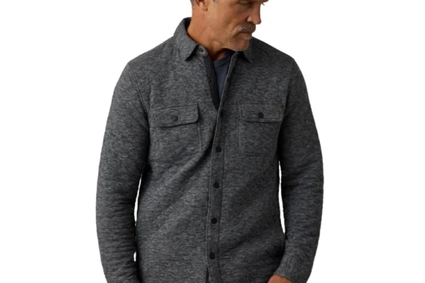 Faherty Epic Quilted Fleece CPO - Graphite Cloud Heather