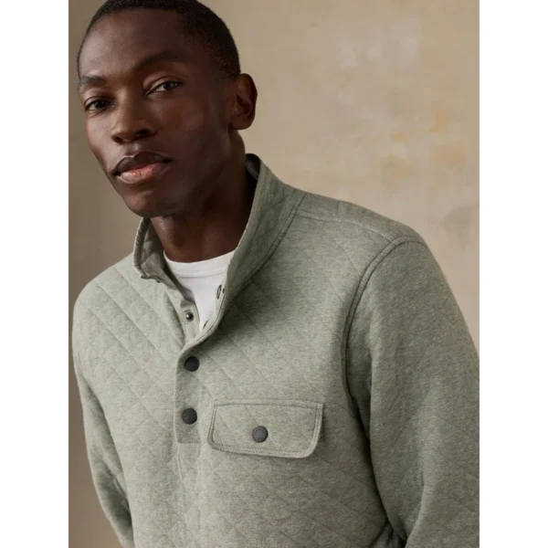 Faherty Epic Quilted Fleece Pullover - Pine Rock Heather