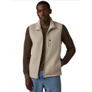 Faherty Epic Quilted Fleece Vest - Oatmeal Mélange