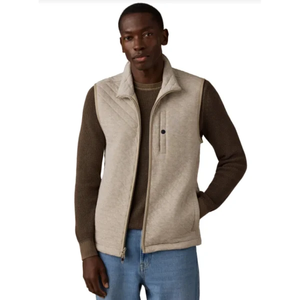 Faherty Epic Quilted Fleece Vest - Oatmeal Mélange