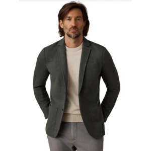 Faherty Inlet Knit Blazer - Olive Charcoal Melange
