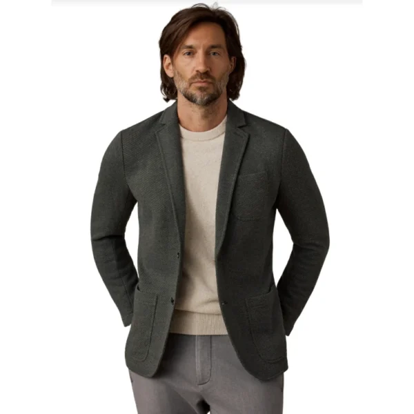 Faherty Inlet Knit Blazer - Olive Charcoal Melange